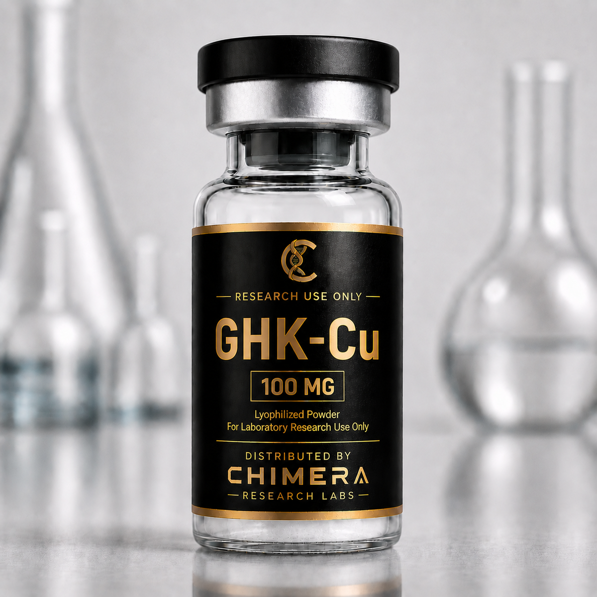 GHK-Cu research compound vial from Chimera Research Labs