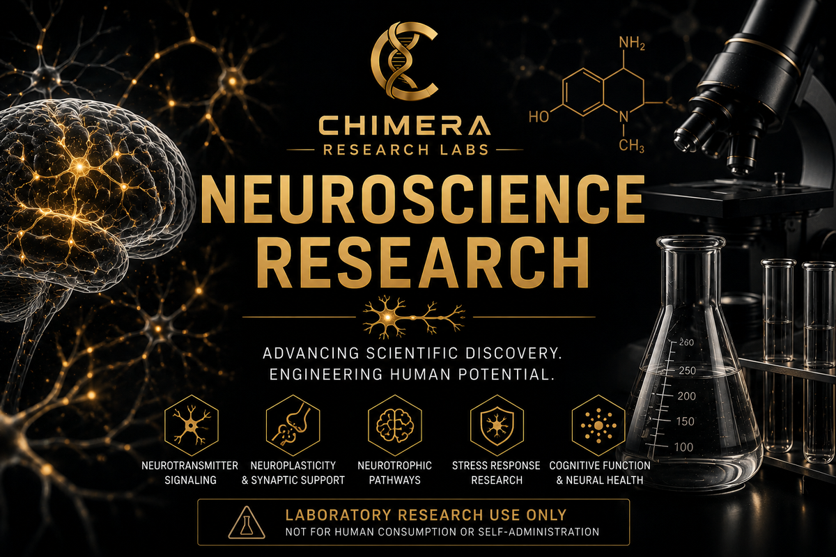 Neuroscience Research collection from Chimera Research Labs featuring neurotransmitter signaling, neuroplasticity, neurotrophic pathways, and neural research
