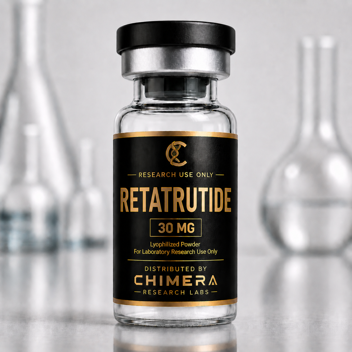 Retatrutide research compound 30mg vial from Chimera Research Labs
