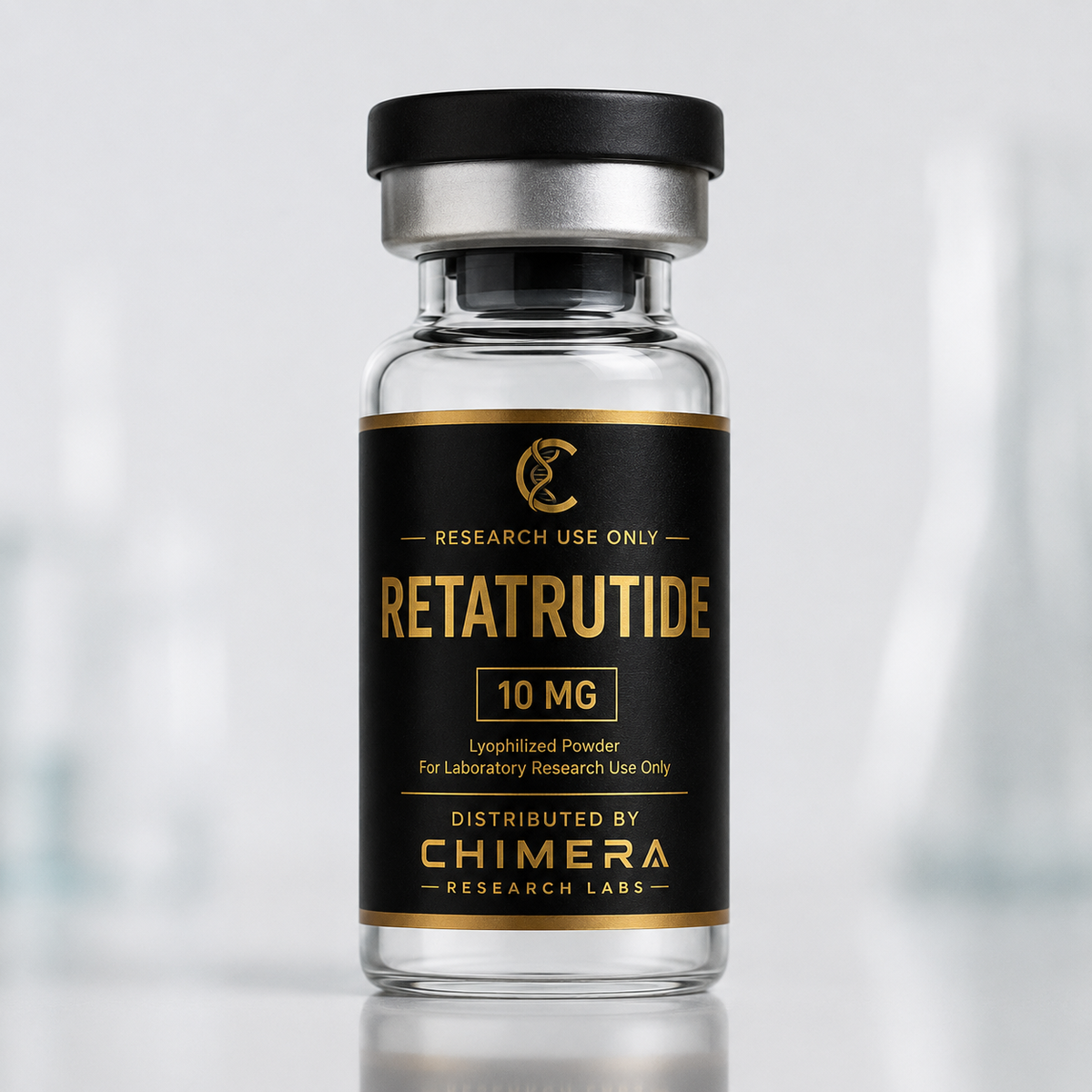Retatrutide research compound vial from Chimera Research Labs
