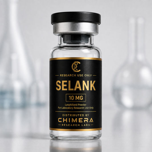 Selank research compound vial from Chimera Research Labs